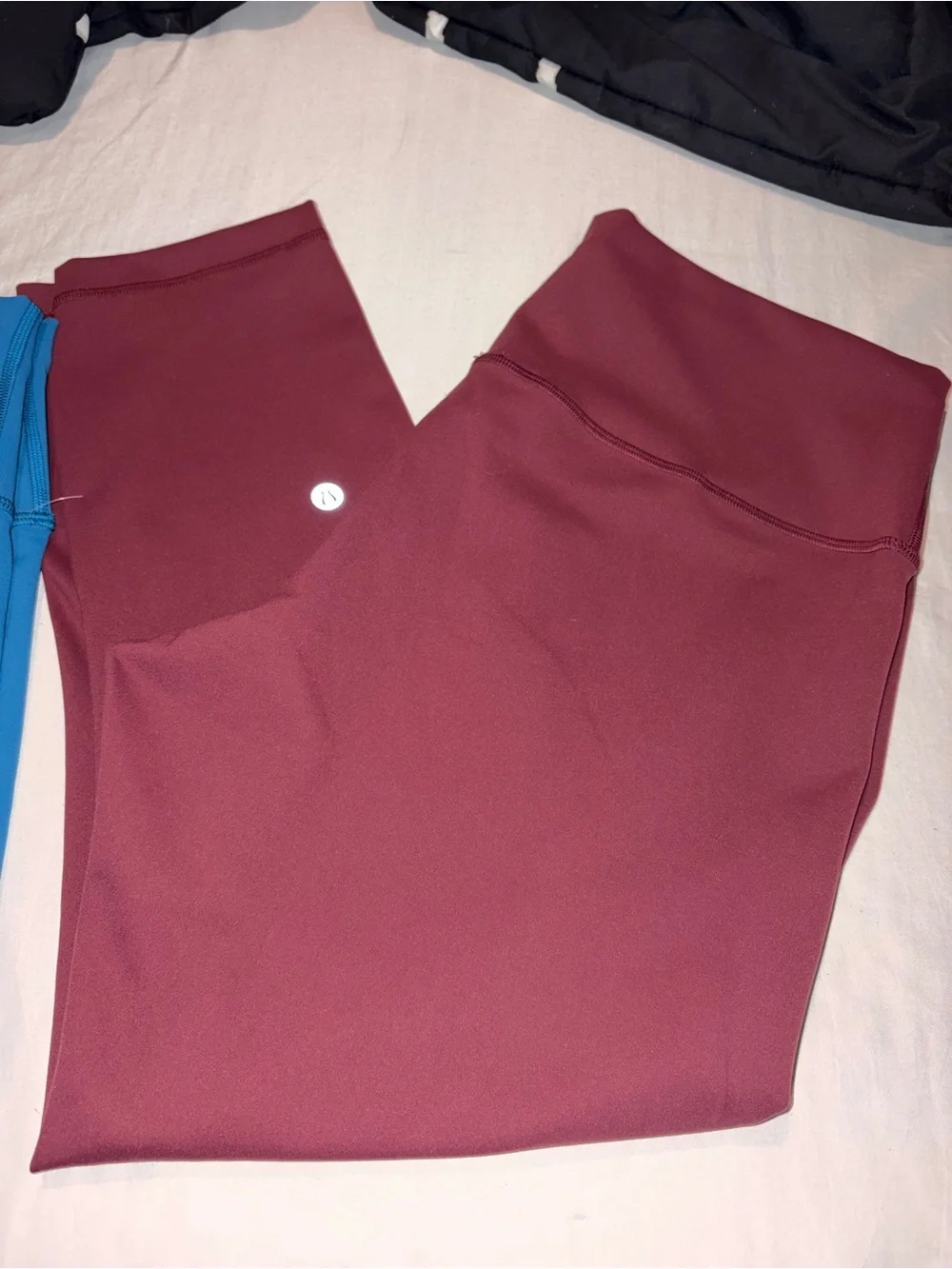 Lululemon size 14 High-Waist Active Leggings Duo — Teal & Burgundy